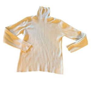 Inc International Concepts pastel yellow cotton ribbed Turtleneck Sweater Large